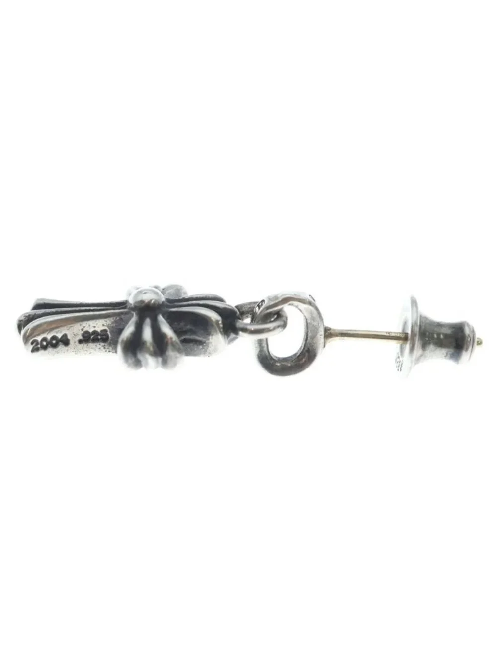 Chrome Hearts Bby Pprchn Baby Fat Cross Drop Earrings Silver